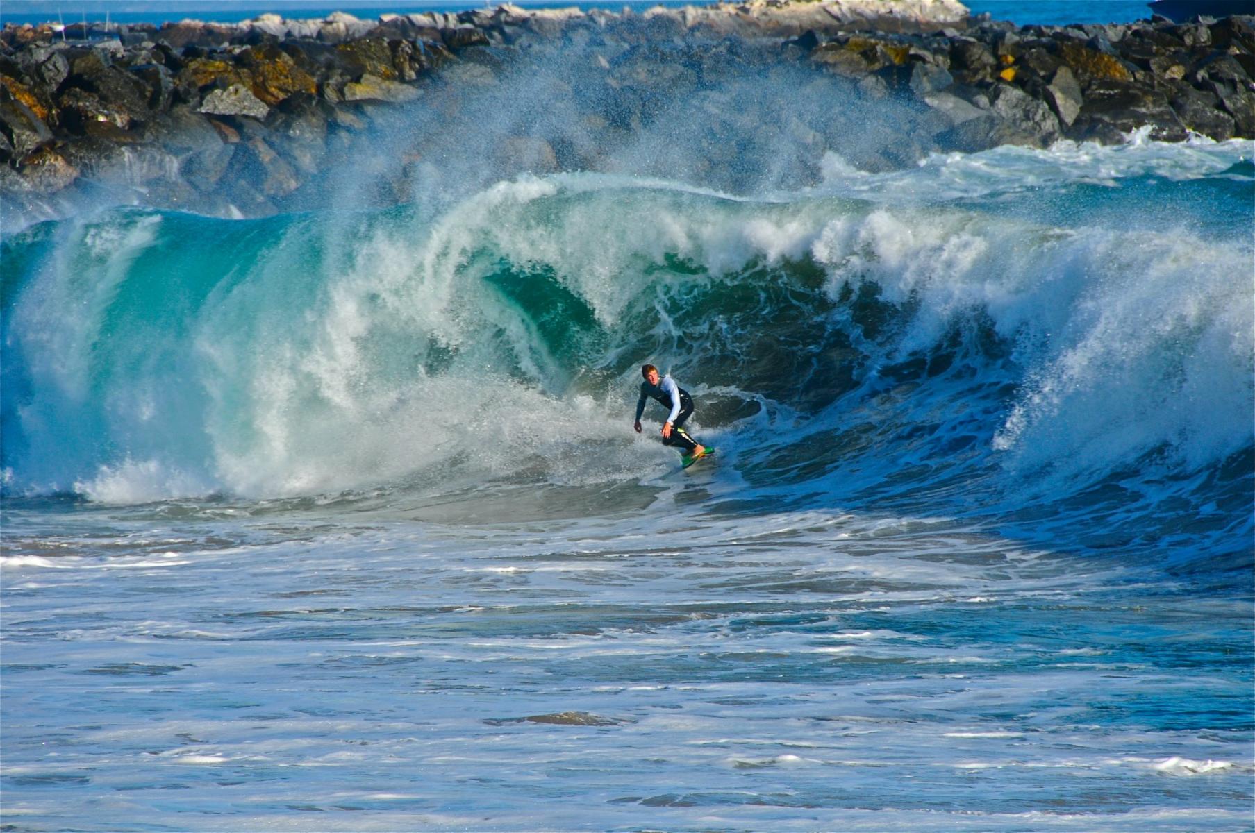 photo taken at the Wedge at Newport Beach, California, photo by Laura Pollock